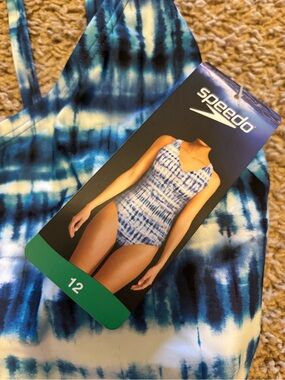 Speedo Blue Tie-Dye One-Piece Swimsuit